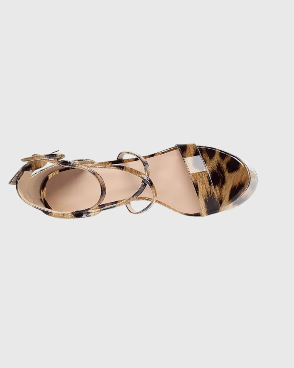 Leopard Print Cross Strap Platform Sandals