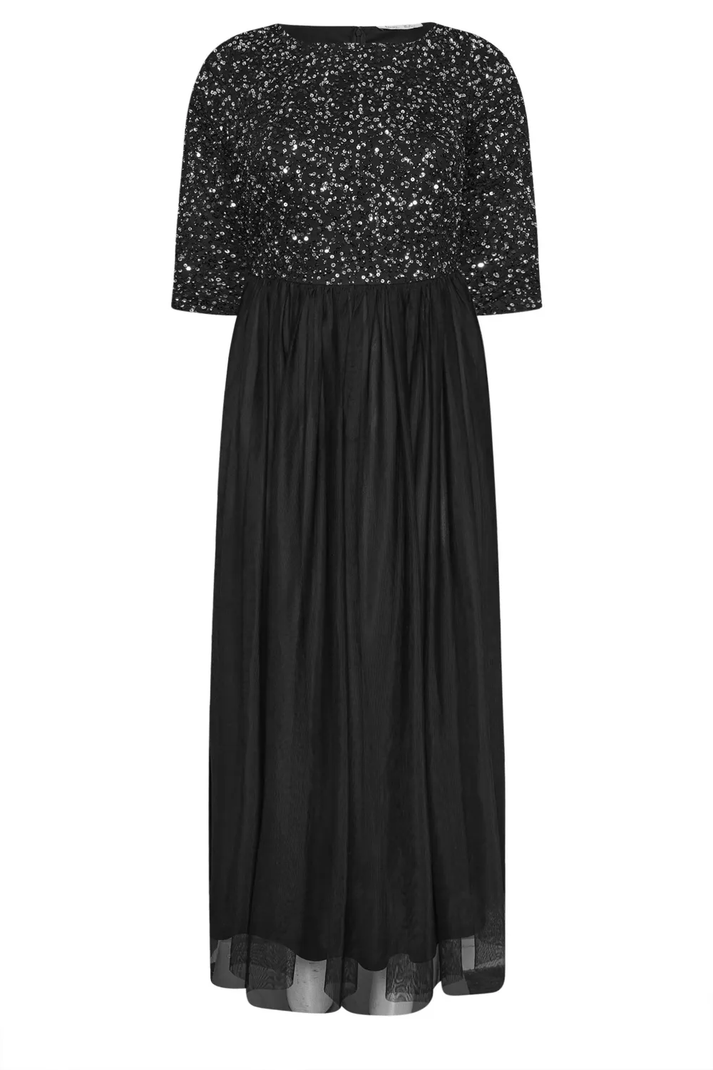 LUXE Curve Navy Blue Sequin Hand Embellished Maxi Dress