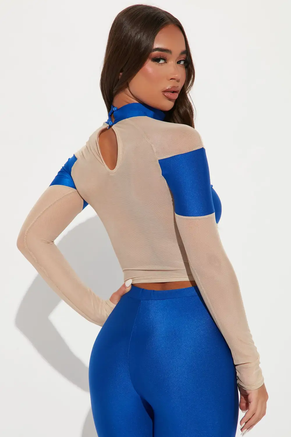Keep It A Secret Mesh Crop Top - Royal