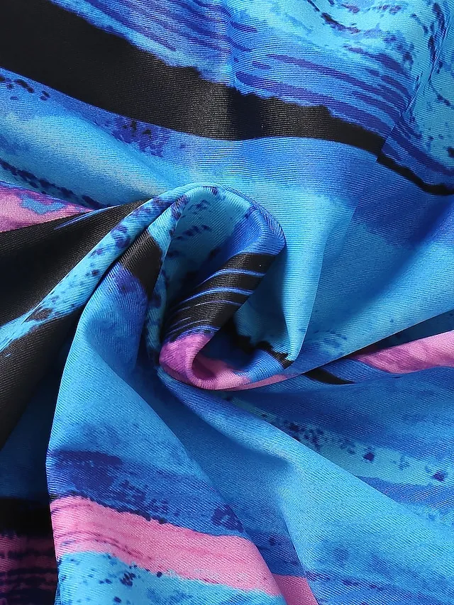 Women's Swimwear One Piece Monokini Bathing Suits Normal Swimsuit Tummy Control Hole Stripe Pink Royal Blue Blue Sky Blue Gray Scoop Neck Bathing Suits Sports Vacation Fashion