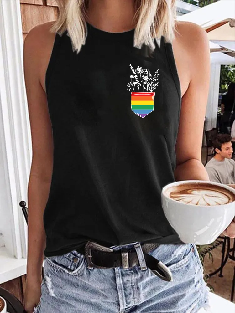 Women's Gay Day Pride Day Crew Neck Vest
