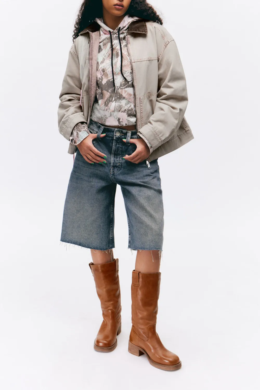 Zip Up Drop Shoulder Jacket