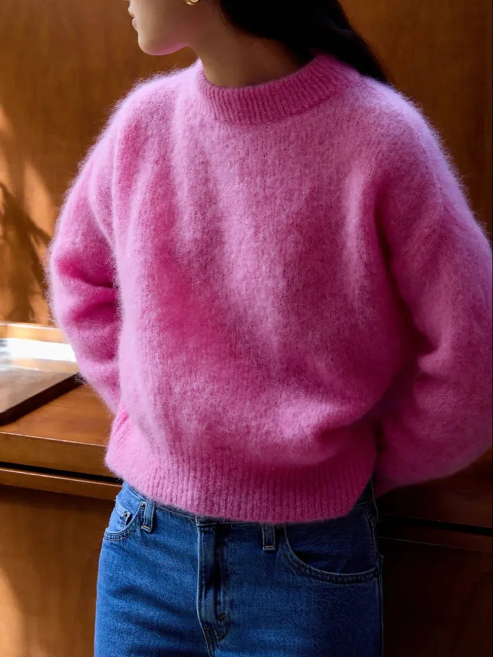 Casual Style Sweater Rose Pink