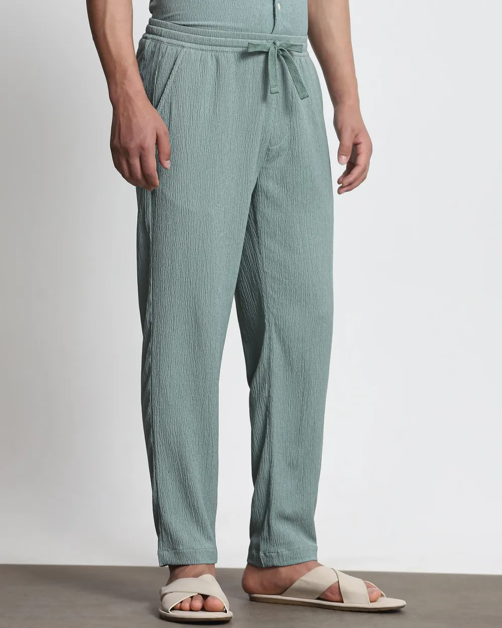 Classic Versatile Comfortable Slim-Fit Straight-Leg Green Trousers