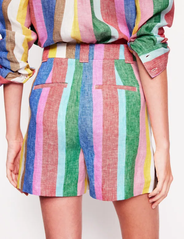 Multicolor Striped Linen Shorts