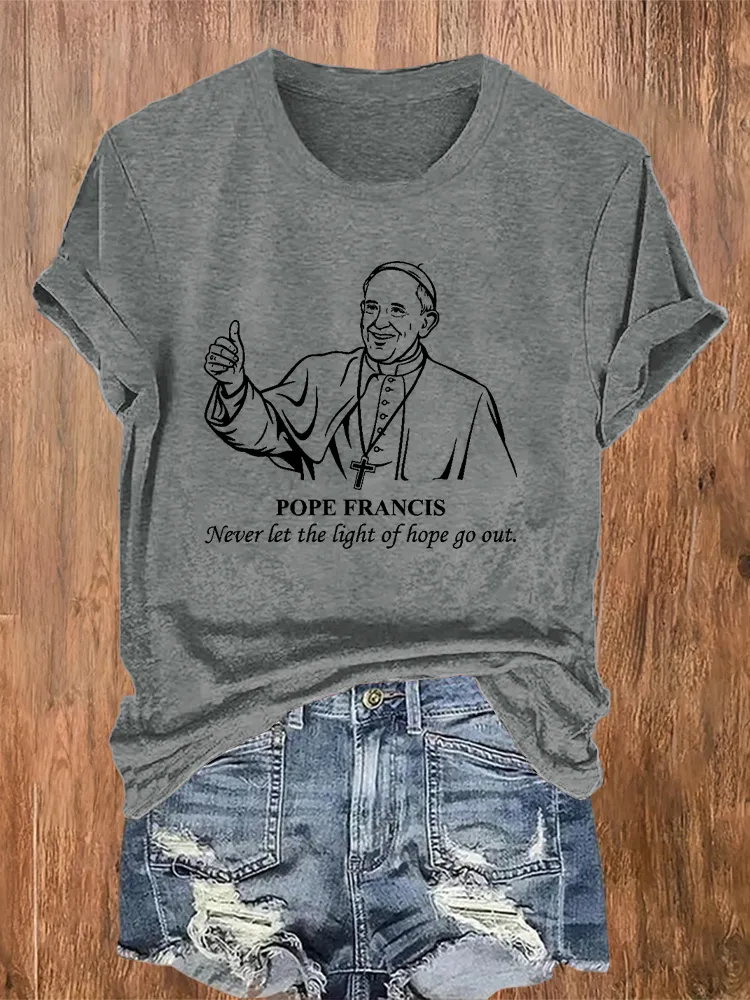 Women's Never Let The Light Of Hope Go Out Print Short Sleeve Round Neck Cotton T-Shirt