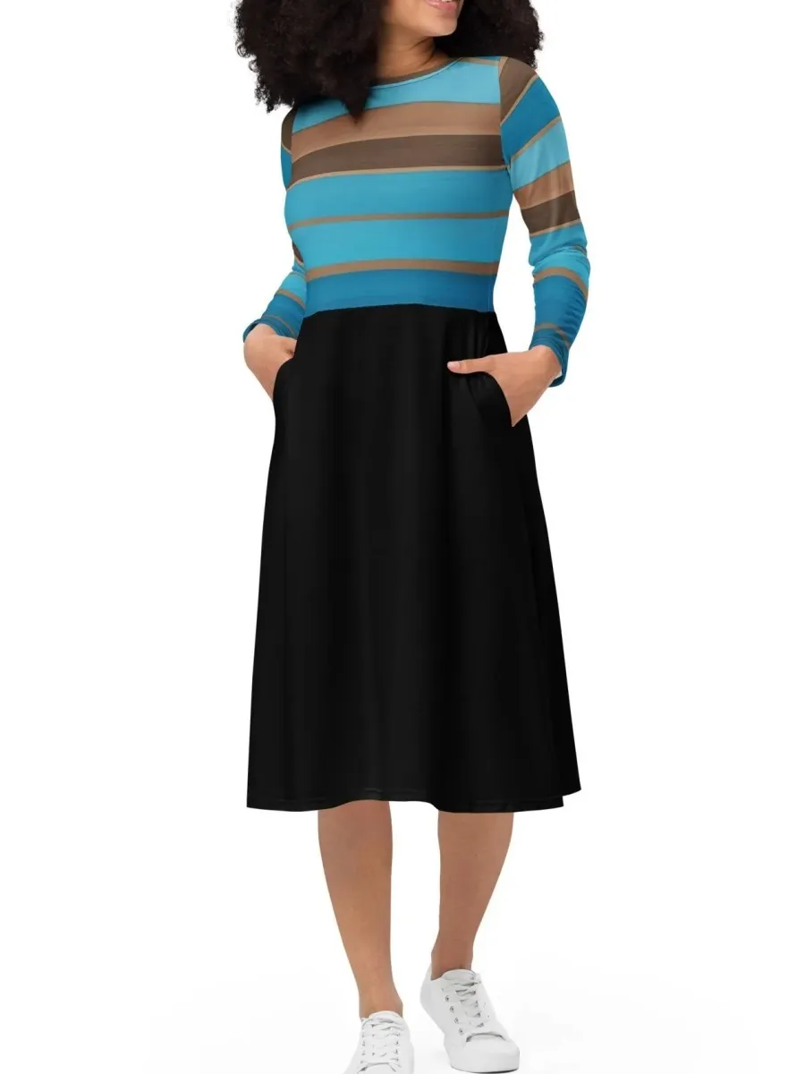 Modern Stripe Print Dress