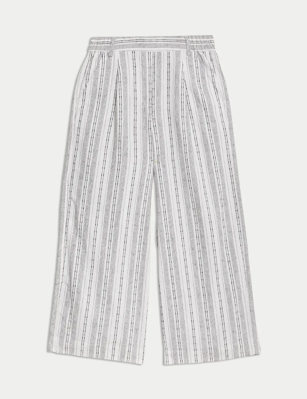 Linen Striped Wide Leg Trousers