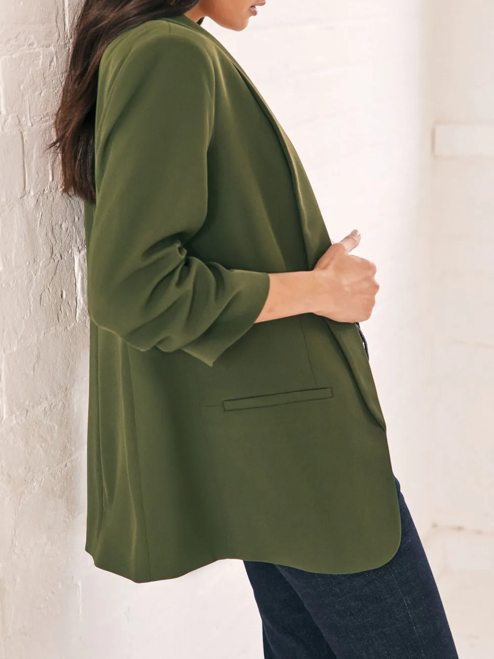 Loose Pleated Sleeve Suit Jacket