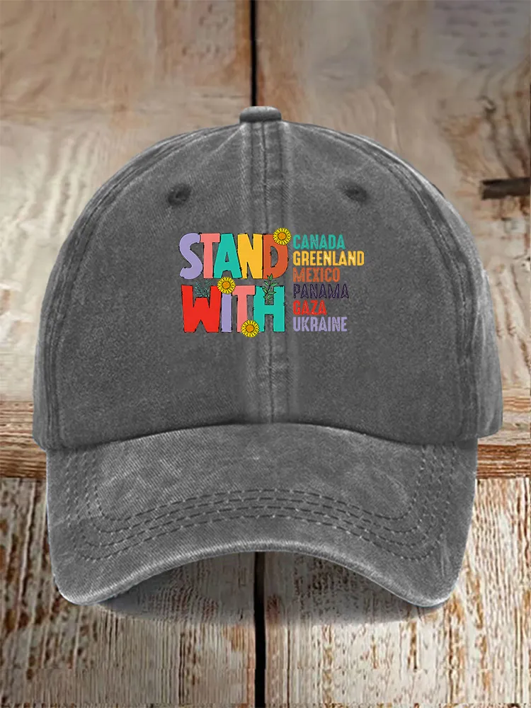 Men And Women's I Stand With Them Washed Baseball Cap