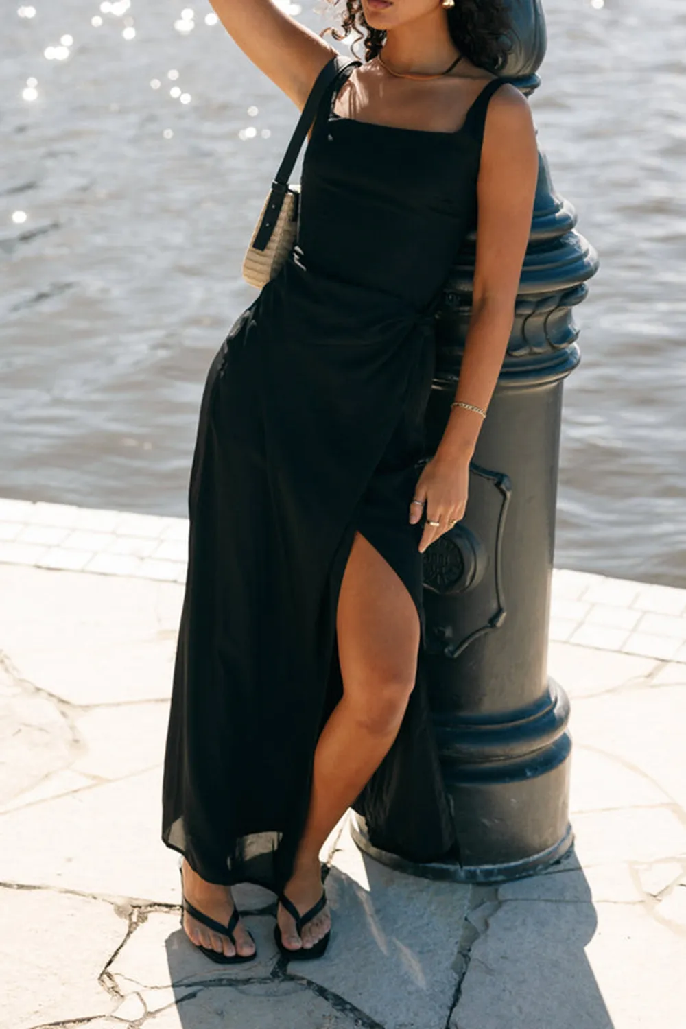 SLEEVELESS SLIT MAXI DRESS