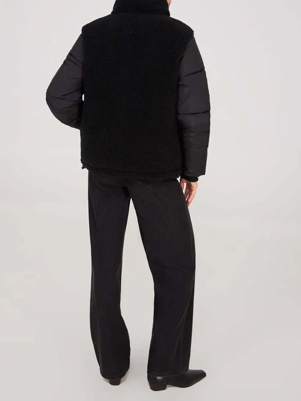 Black Mixed - Material Puffer Jacket