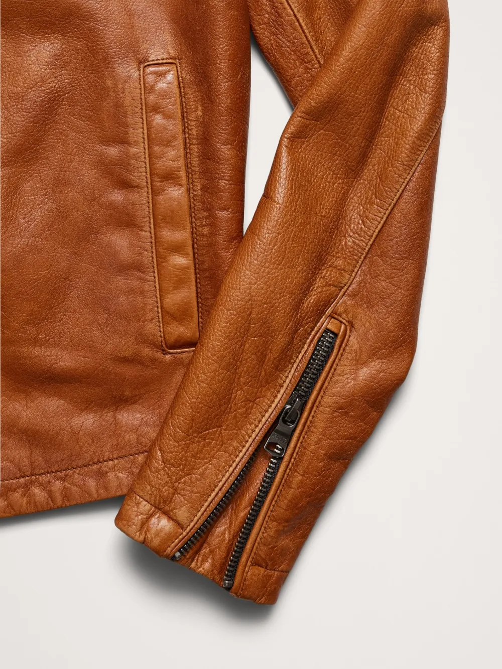Men's Cognac Brown Leather Casual Jacket