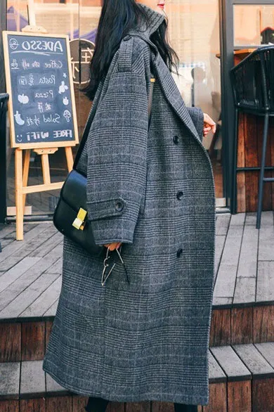Plaid Oversized Lapel Coat