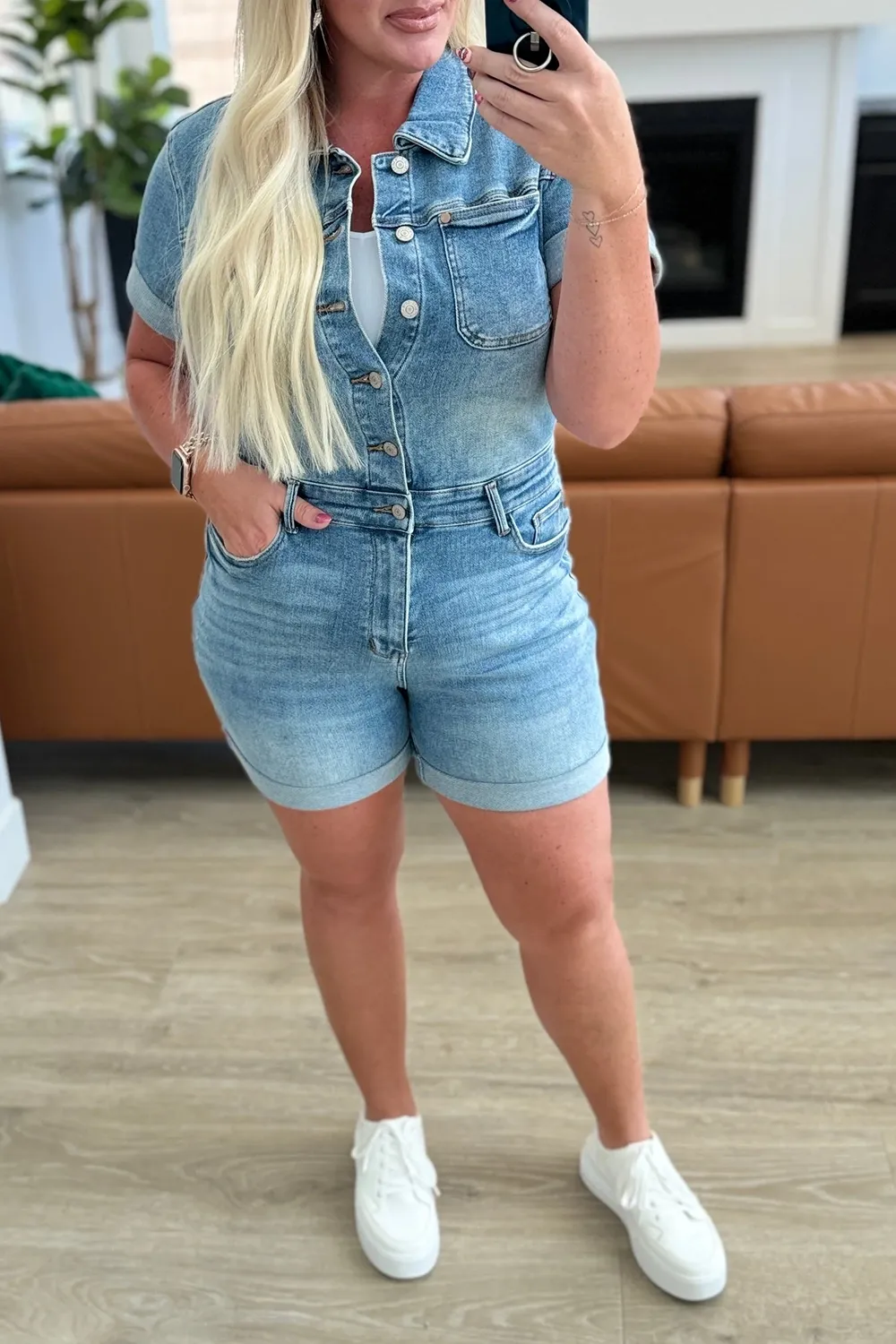 Summer Basic Slimming  Blue Denim Jumpsuit