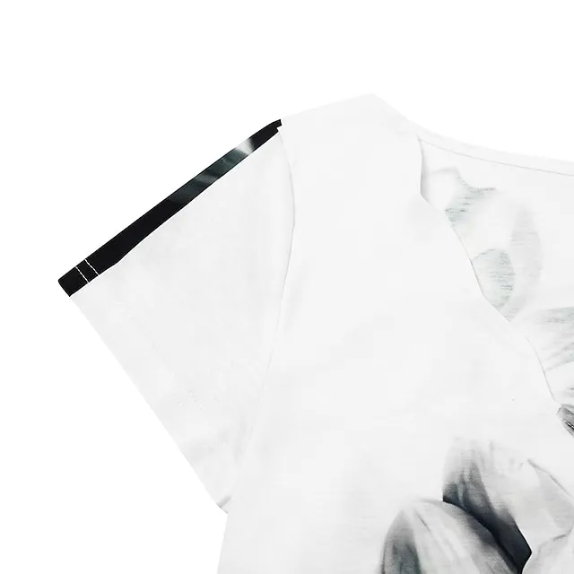 Women's Casual Dress Shift Dress Floral Dress Mini Dress Black And White Black White Short Sleeve Floral Print Summer Spring Scalloped Neck Fashion Vacation 2023 S M L XL XXL 3XL