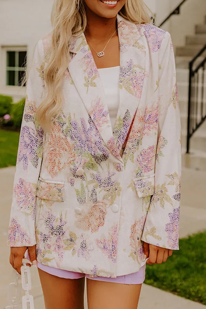 High-End Design Plant Print Suit Jacket