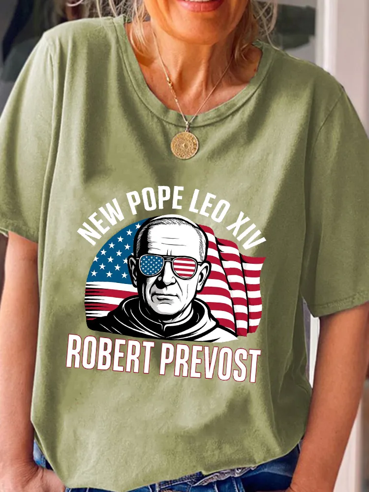 Women'S Honoring The New Pope Leo Xiv Round-Neck Short-Sleeved T-Shirt