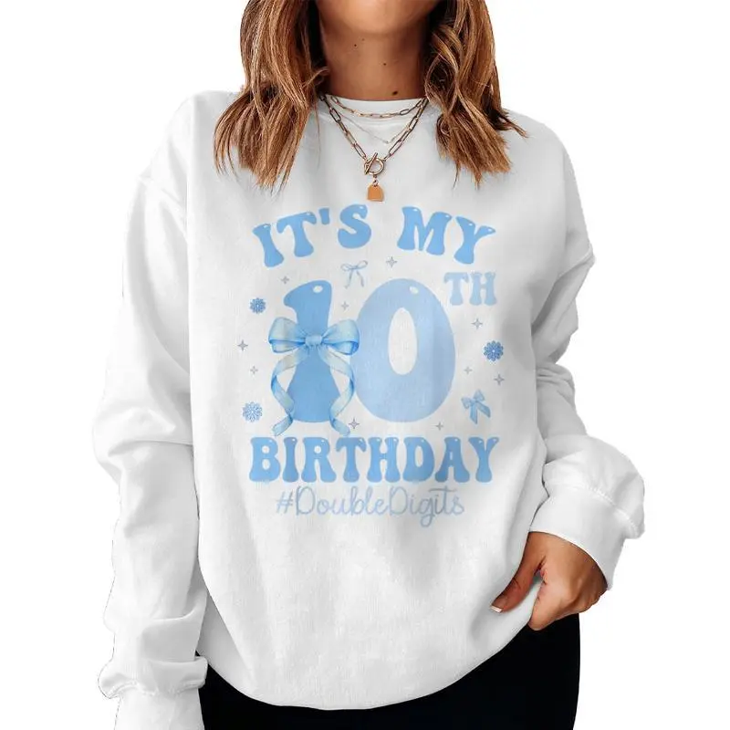 It's My 10Th Birthday Girl Coquette Bow Blue 10 Year Old Women Sweatshirt