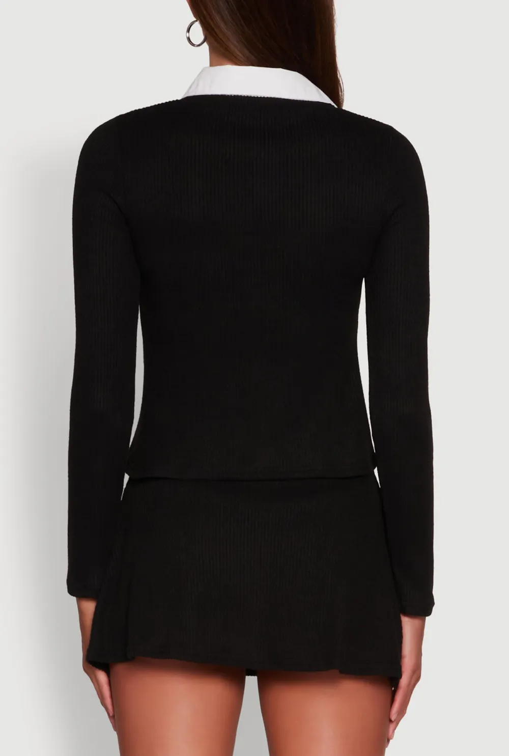 Fake Two Shirts Collar Sweater