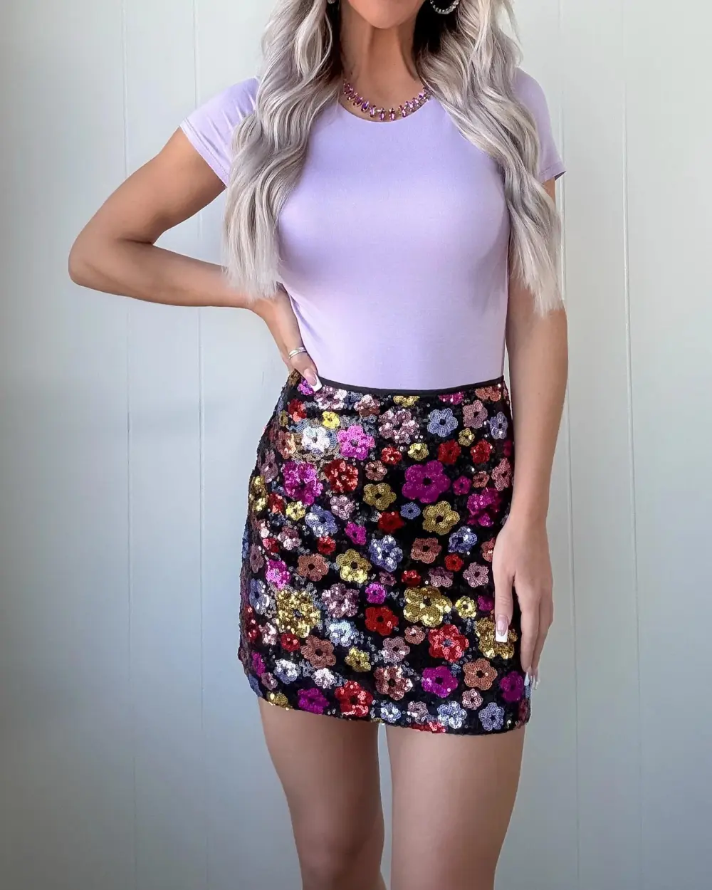 Petal Drifts Sequin Mini Skirt - Black