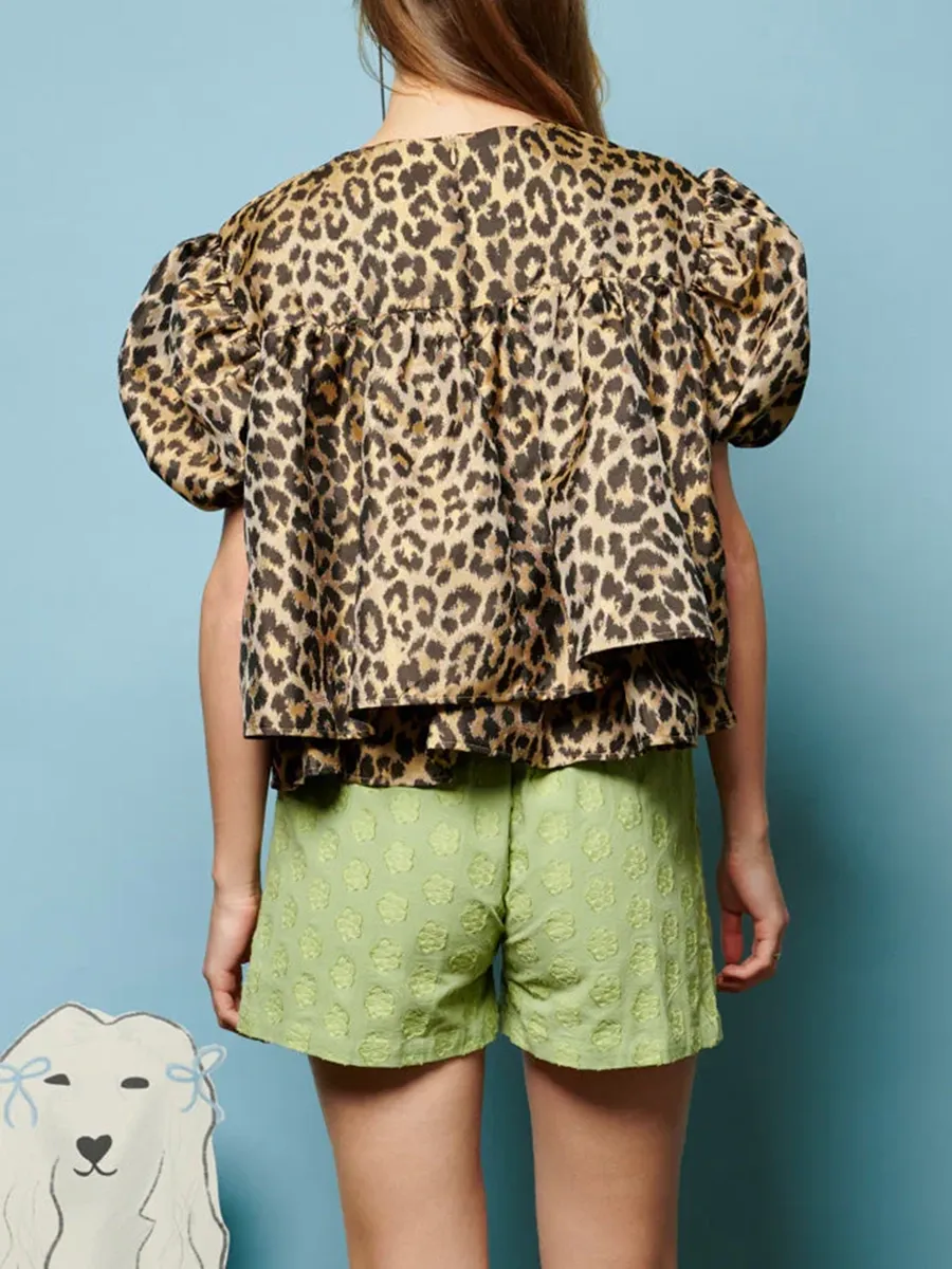 Chill Free Leopard Jacquard Top