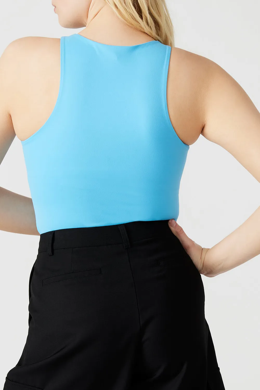 NYLON FABRIC BODYSUIT BLUE