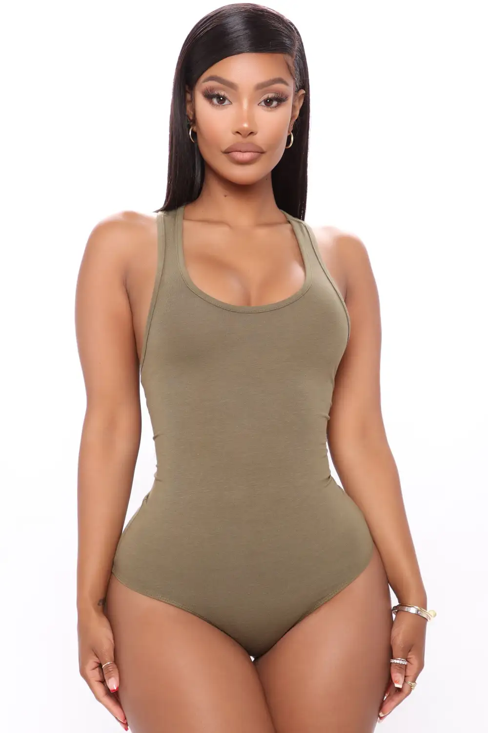 Divine Basic Tank Bodysuit - Olive