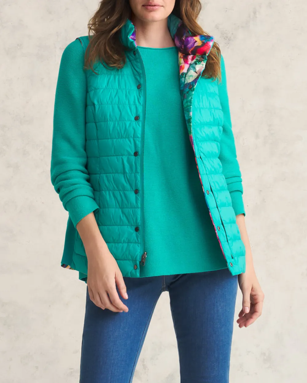 Floral Print Quilted Vest