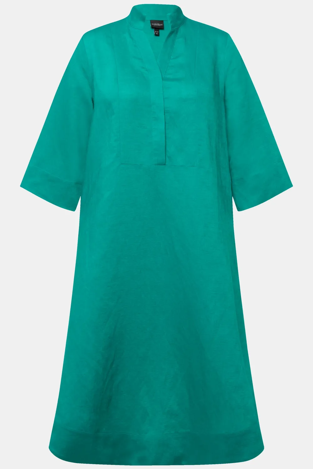 Midikleid, Leinenmix, A-Linie, V-Ausschnitt, 3/4-Arm