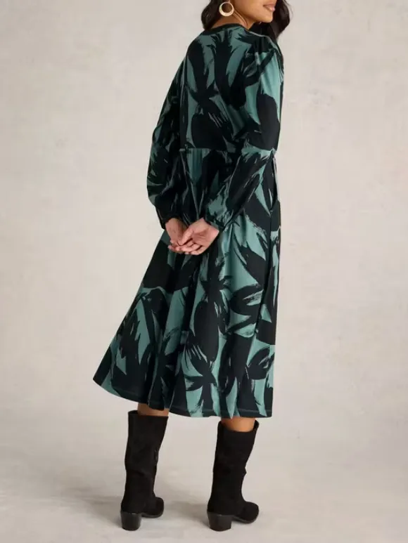 Jersey Dress In Green Print