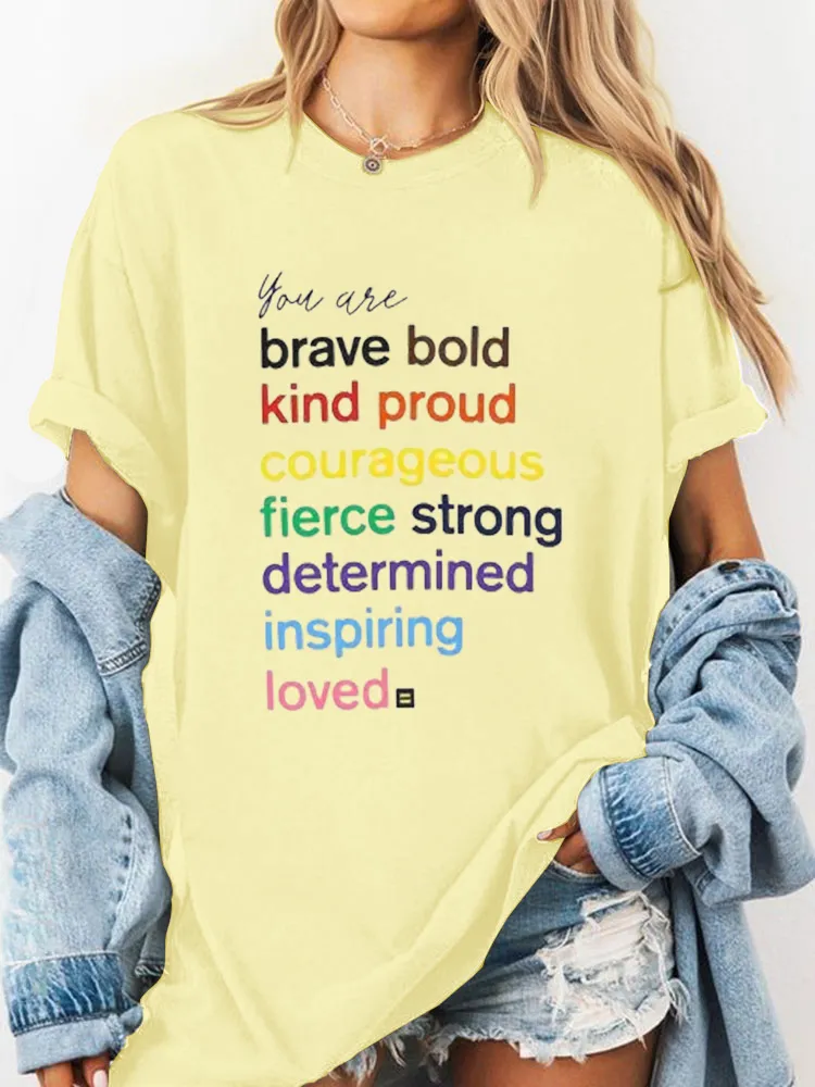 You Are T-Shirt Pure Cotton Round-Neck Short-Sleeved Shirt