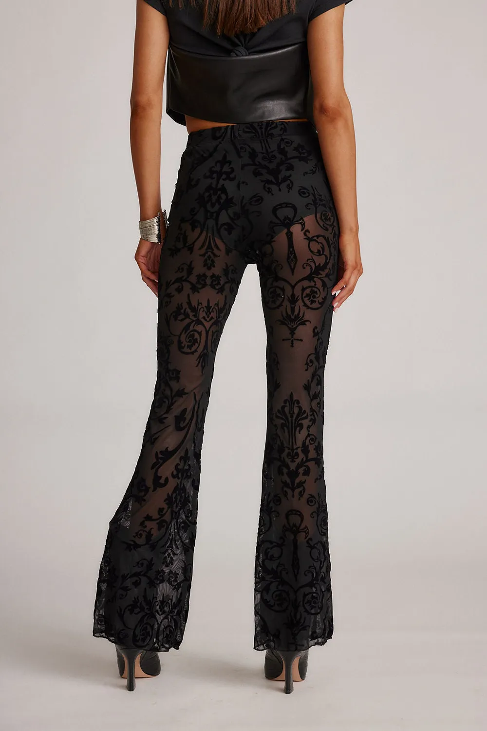 Black Velvet Flare Pants