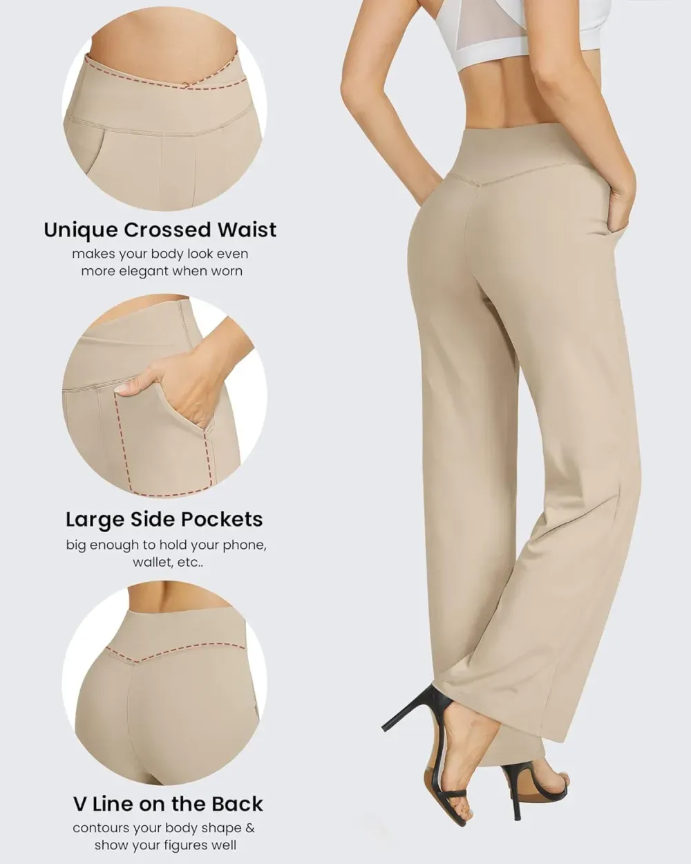 G4Free Wide Leg Pants for Women Loose Yoga Pants with Pockets Petite/Regular/Tall Stretch Casual Lounge Pants