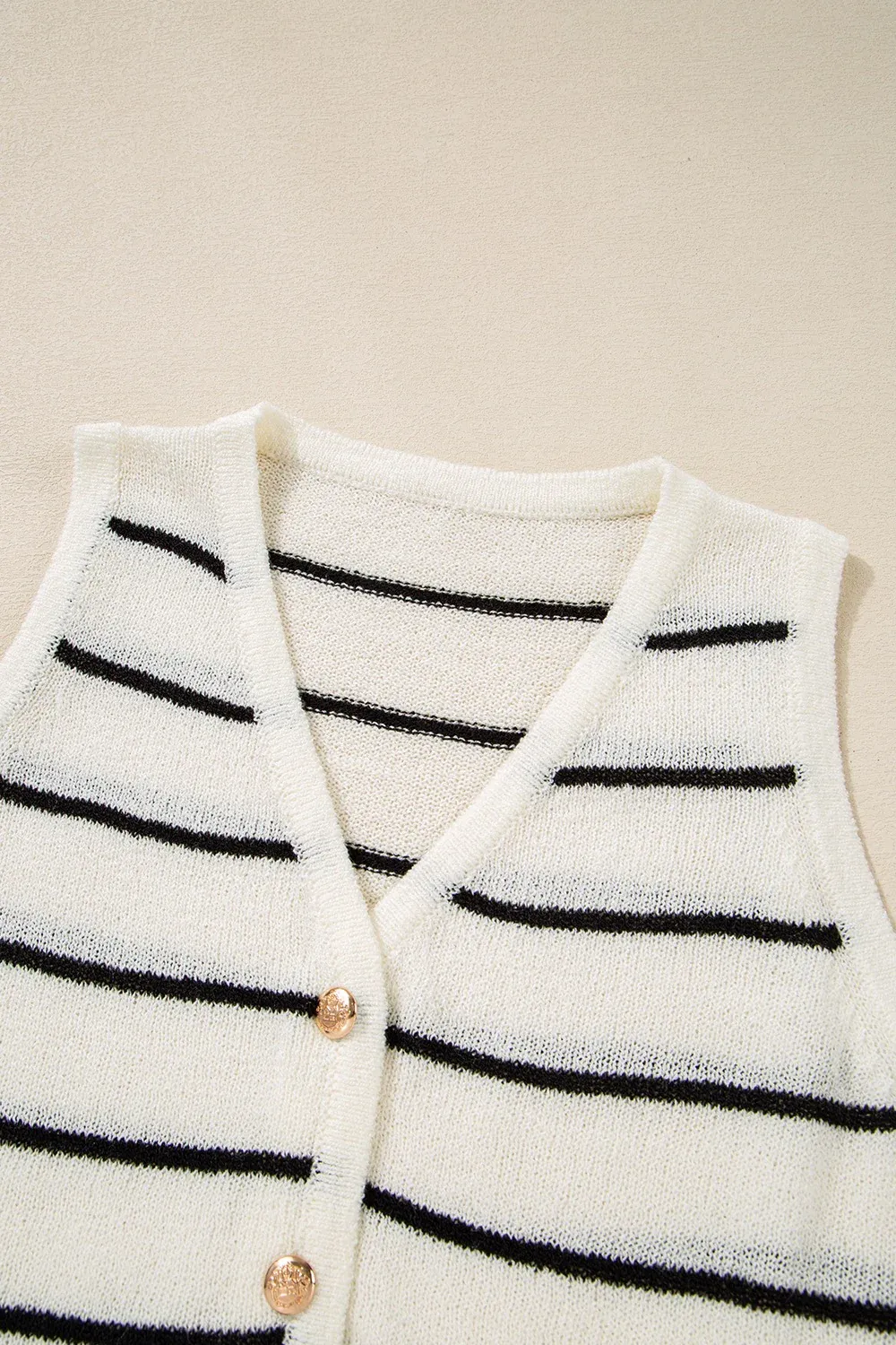 Classic Striped button  Crew  Knit Sweater