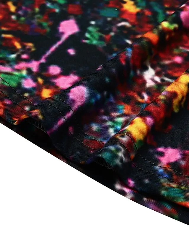 Women‘s Casual Dress Swing Dress Midi Dress Blue Yellow Rainbow Long Sleeve Color Gradient Pocket Print Winter Fall Crew Neck Vacation Casual Fall Dress 2023 S M L XL XXL 3XL