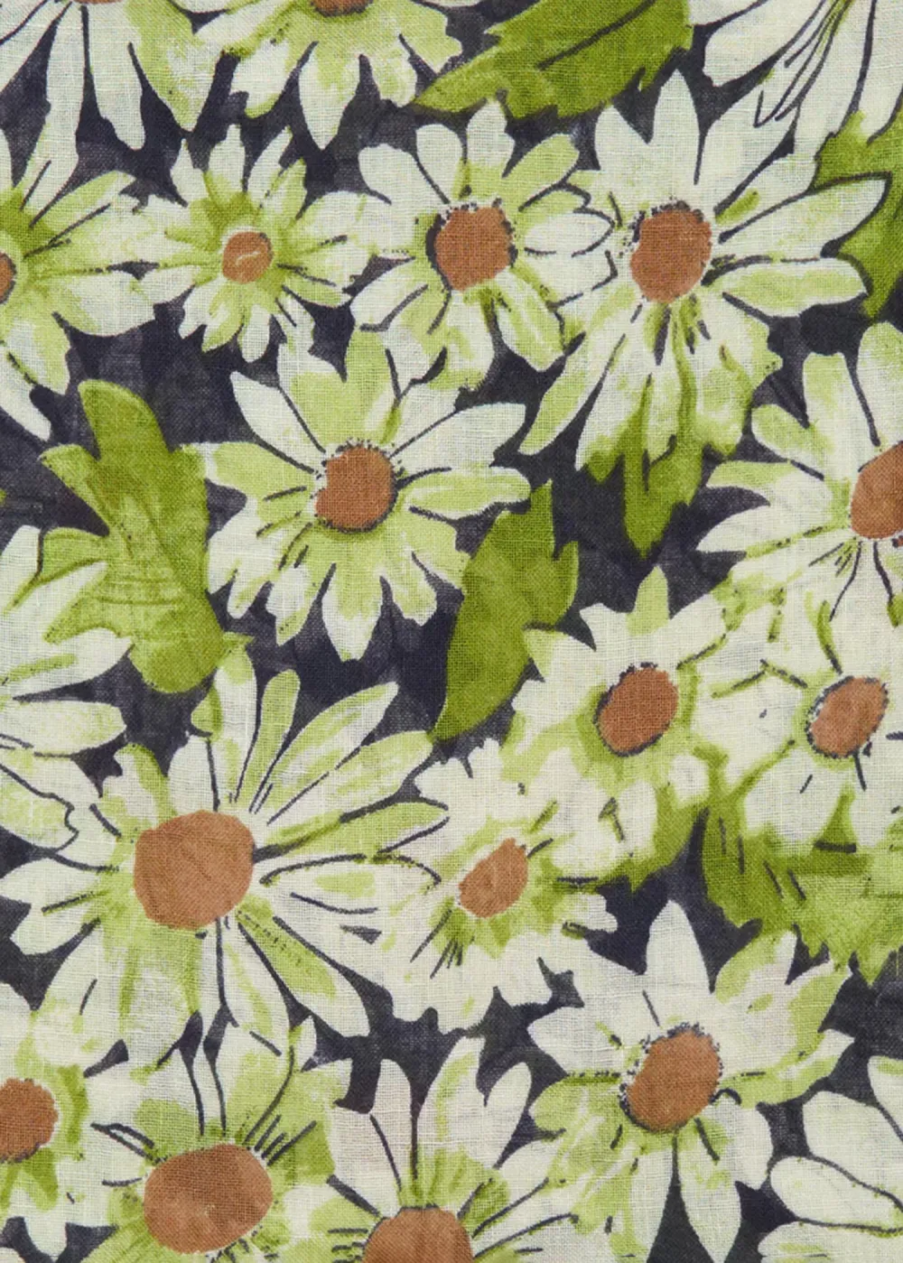 Green Floral Linen-Blend Casual Style Scarf