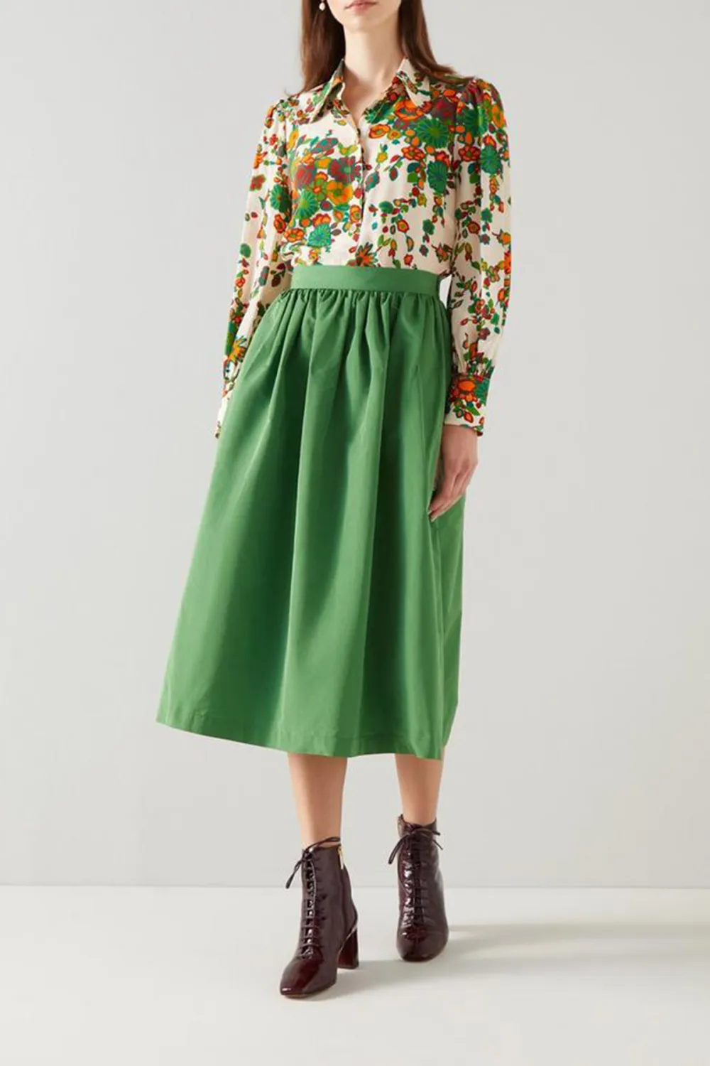 Colorful Floral Print Long Sleeve Button Down Shirt