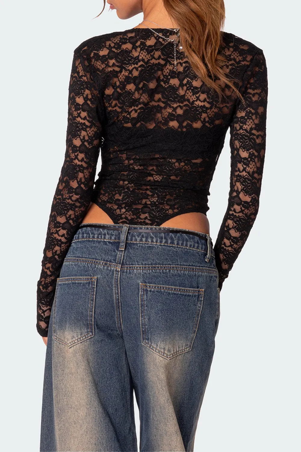 Two Piece Sheer Lace Bodysuit