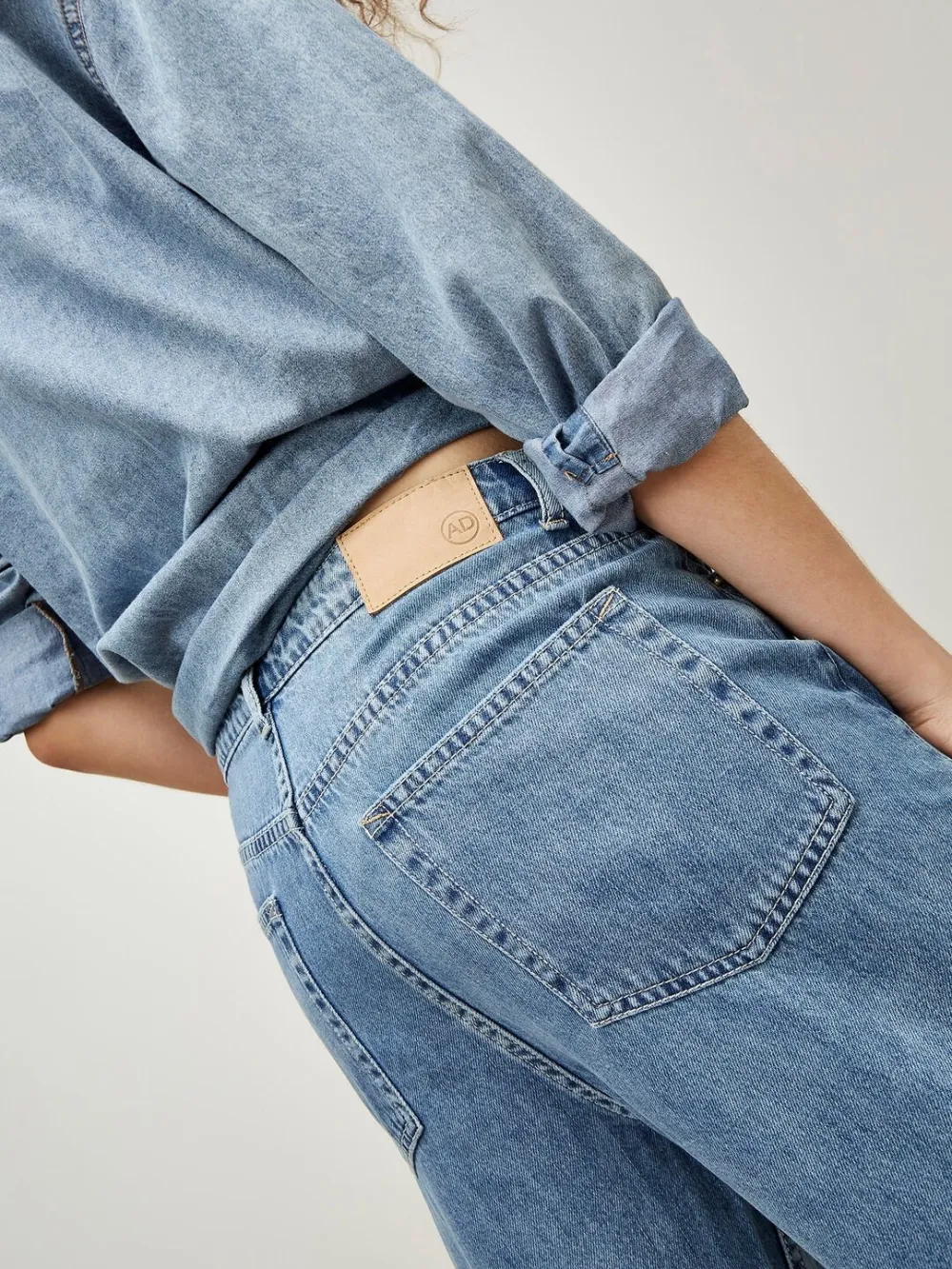 Light-Wash Wide Straight Leg Jeans