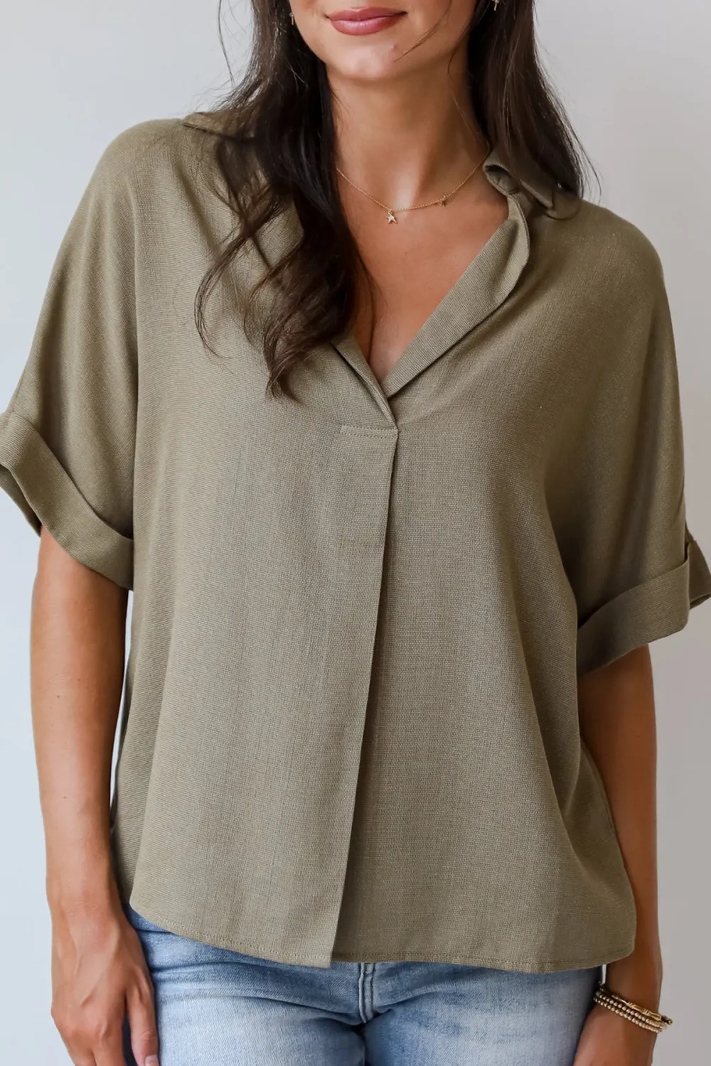 Breezy Fascination Olive Blouse