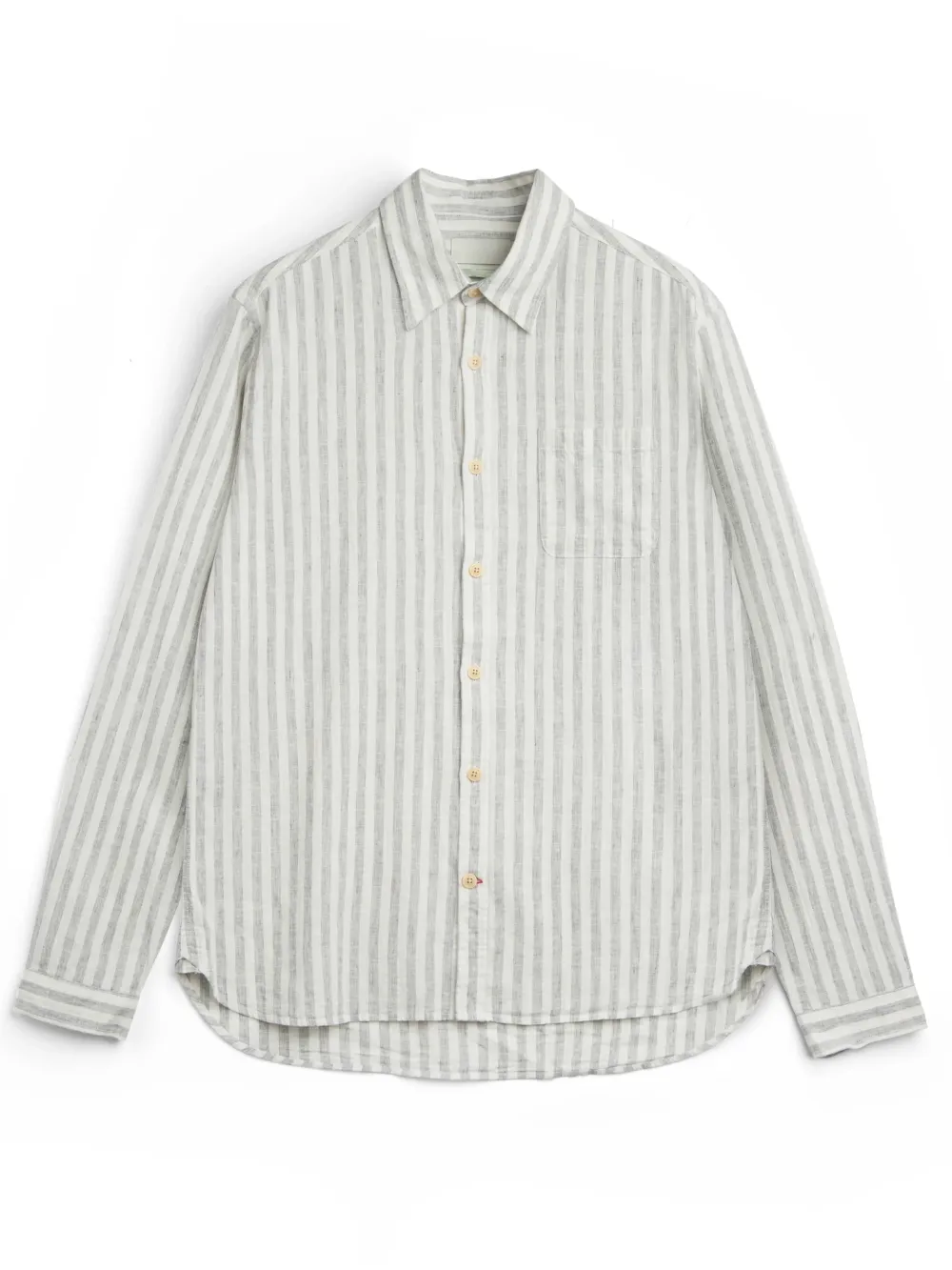 Grey Striped Cotton-Linen Shirt