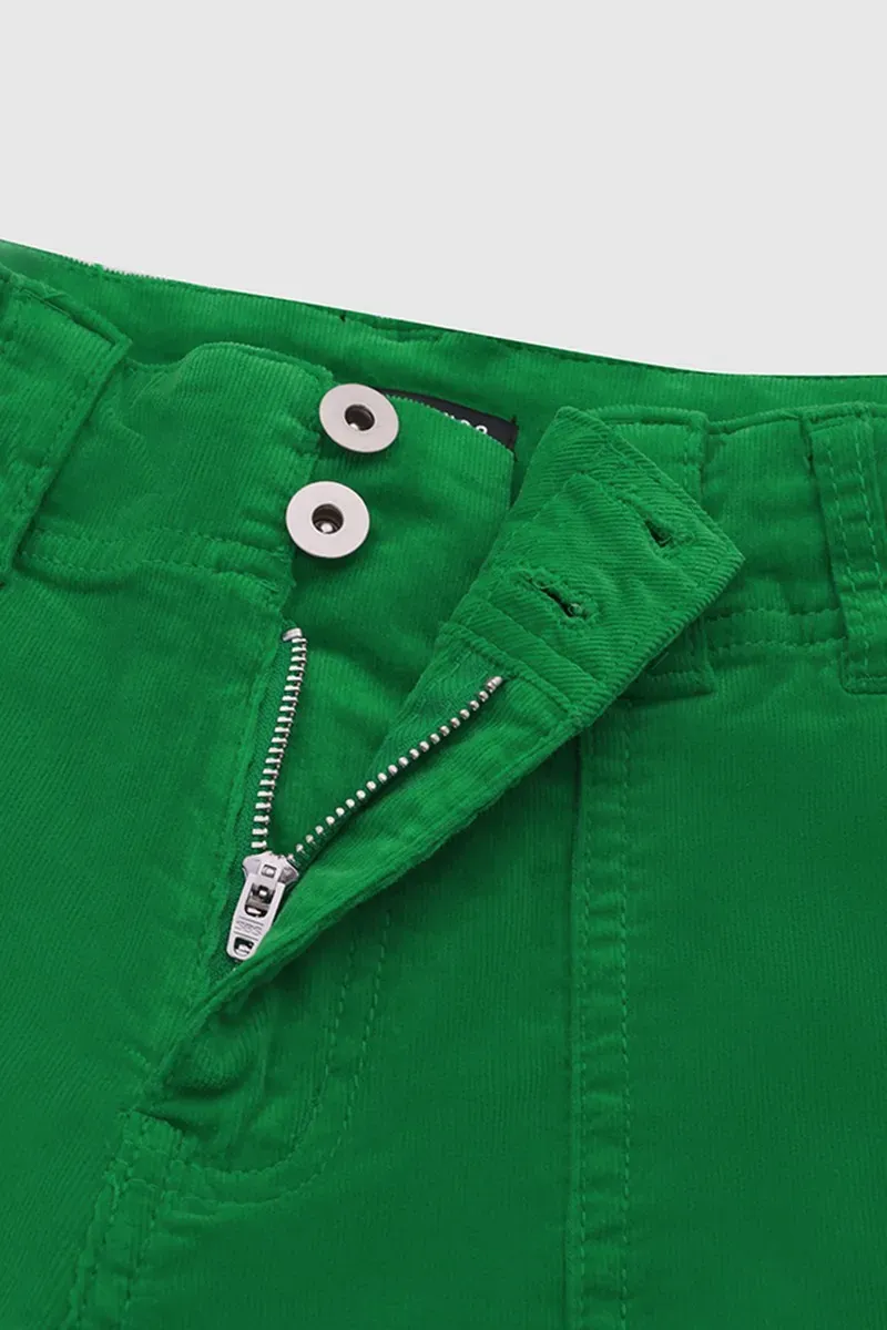 Corduroy Dual Button Zip Fly Low Waist Flare Pants