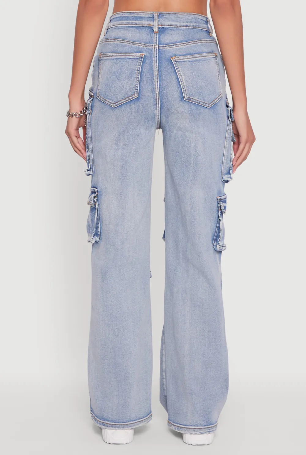 Multi Pocket Washed Denim Jeans