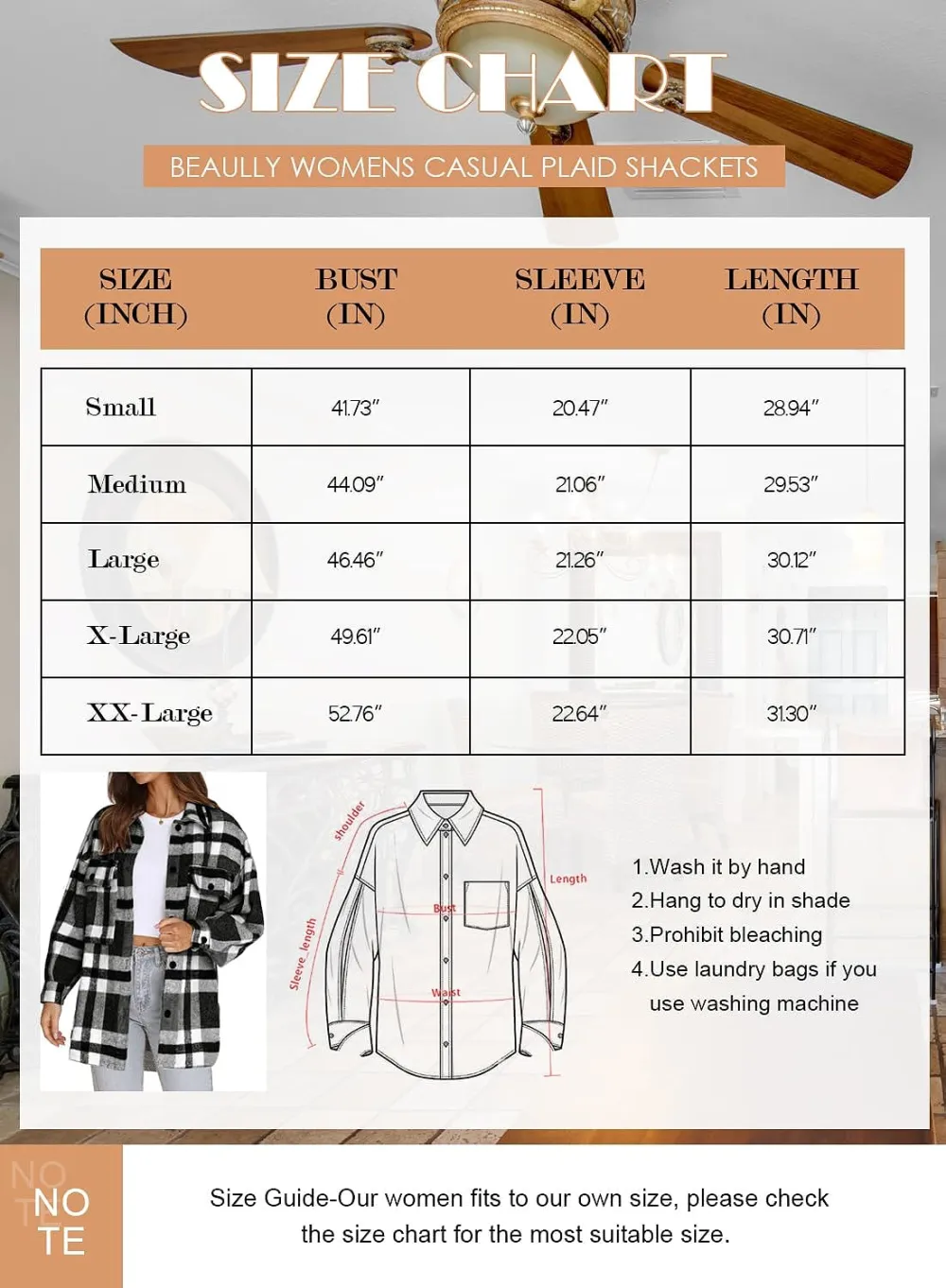 Women's Flannel Plaid Shacket Long Sleeve Button Down Chest Pocketed Shirts Jacket Coats