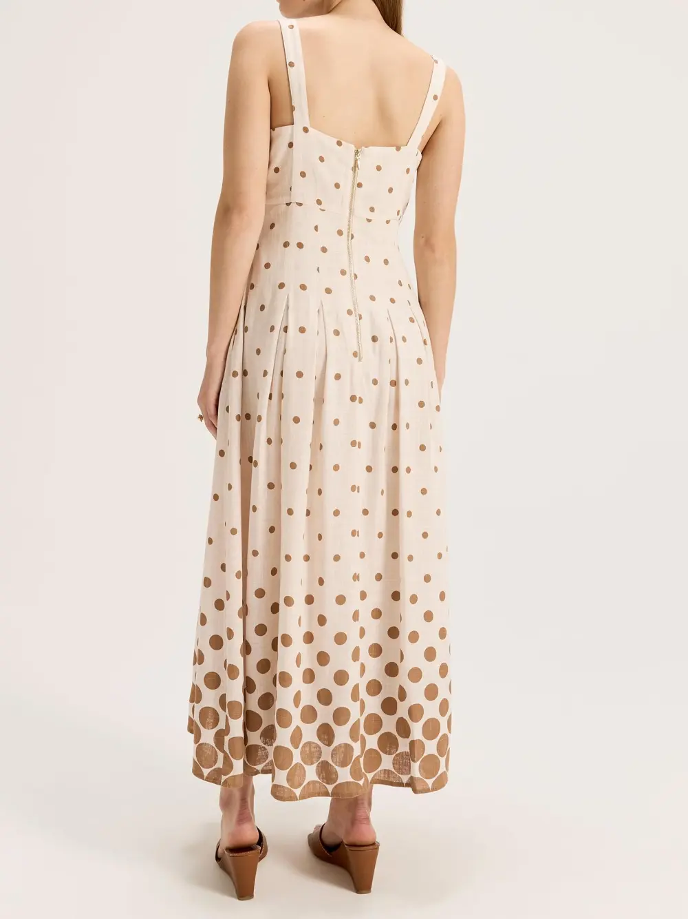 Ivory Spot Strapless Maxi Dresses