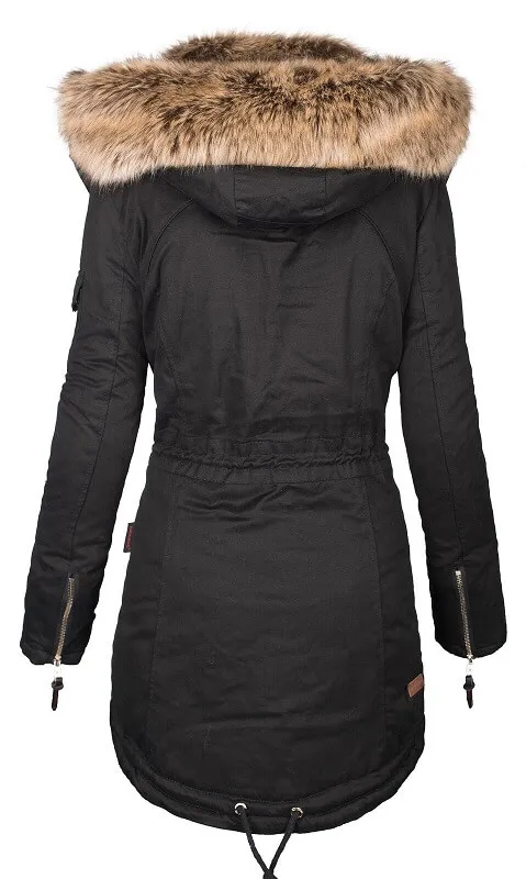 Warm ladies winter parka long jacket green