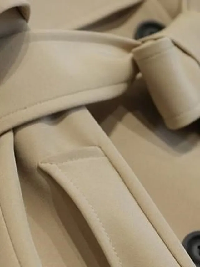 Women's Trench Coat Long Over Coat Fall Winter Coat with Belt Elegant Stylish Simple Minimalist Jacket Long Sleeve Bean Green Black khaki