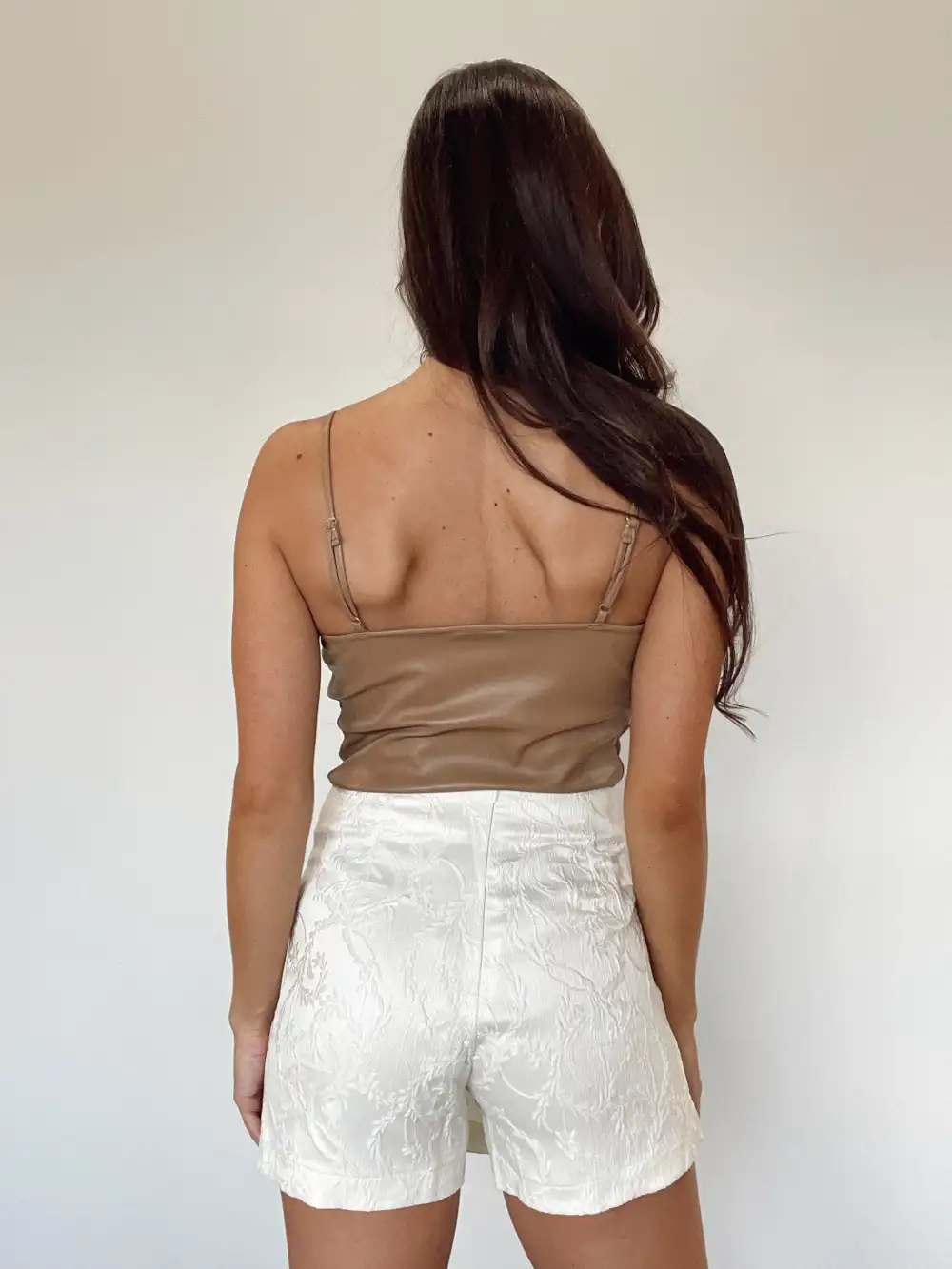 Tan Faux Leather Bodysuit