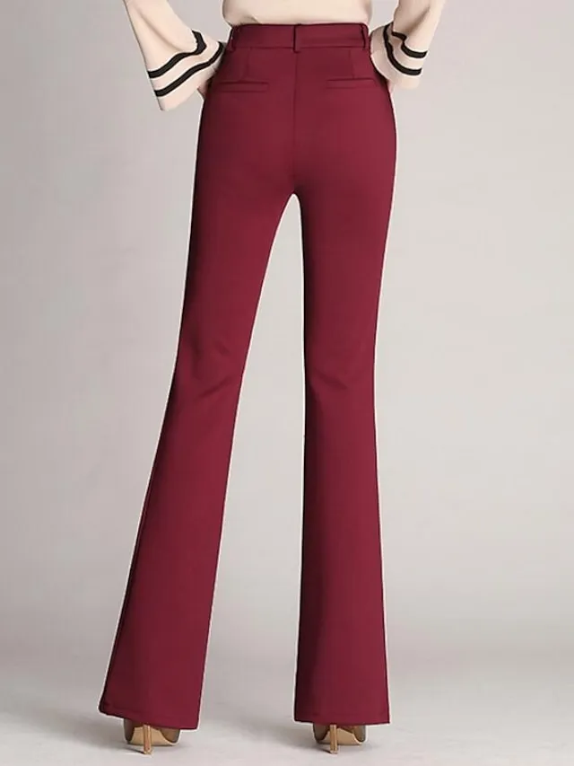 Women‘s Dress Work Pants Bootcut Pants Trousers Mid Waist Basic Daily Black 1# Black S M Summer